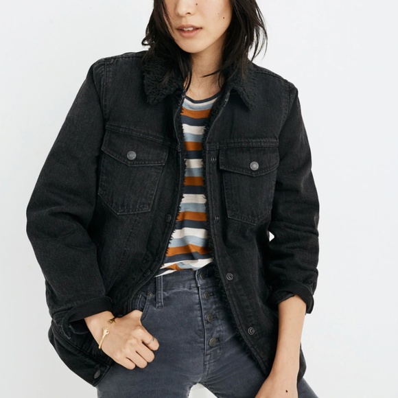 madewell oversized denim jacket black